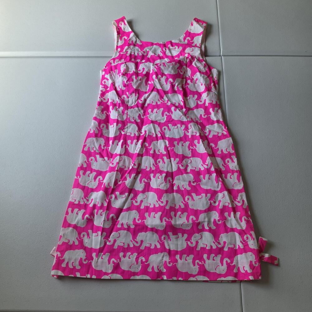 Lilly Pulitzer Dress Womens 2 Pink Elephant Print Delia Shift Cotton Lined